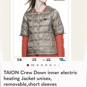 TAION Crew Down inner electric heating Jacket unisex, removable,short sleeves